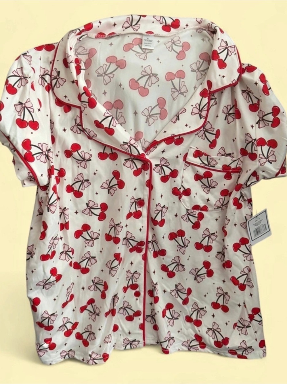 Cherry Print Pajama Set Size XL Like New
